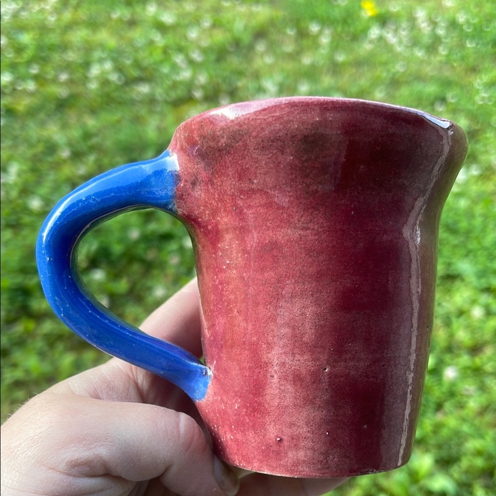 Handcrafted Red and Blue Ceramic Mug - Picture 7 of 7
